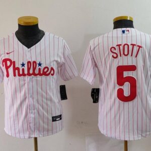 Youth Bryson Stott #5 Philadelphia Phillies Home Limited Player Jersey White Christmas Gift