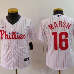 Youth Brandon Marsh #16 Philadelphia Phillies Home Limited Player Jersey White Christmas Gift