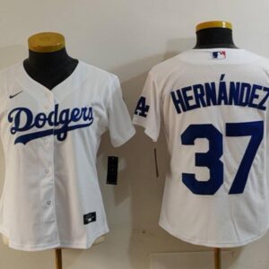 Women's Teoscar Hernandez #37 Los Angeles Dodgers Home Player Jersey - White Christmas Gift