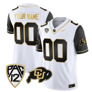 Custom Colorado Buffaloes Jersey Name and Number Vapor Limited Gold College Football Black Sleeves