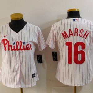 Women's Brandon Marsh #16 Philadelphia Phillies Home Player Name Jersey - White