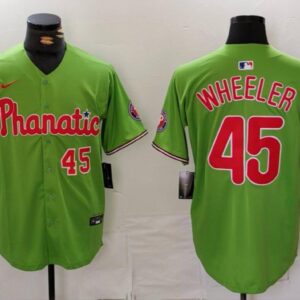 Men's Zack Wheeler #45 Philadelphia Phillies Limited Player Jersey Green Christmas Gift