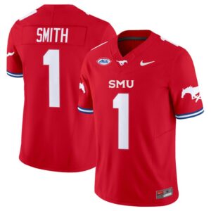 Brashard Smith Jersey #1 SMU Mustangs Icy College Football Vapor Limited Red