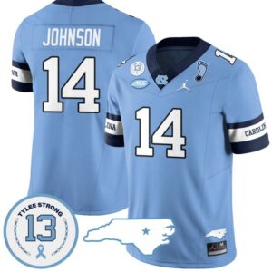 Max Johnson Jersey #14 North Carolina Tar Heels Vapor College Football Stitched Alternate Blue