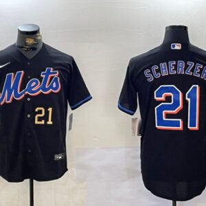 Men's Max Scherzer #21 New York Mets Limited Jersey Black Christmas Gift