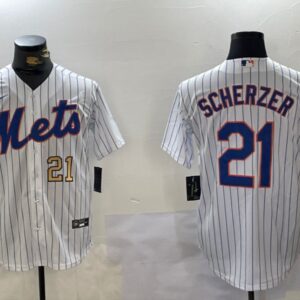 Men's Max Scherzer #21 New York Mets Limited Jersey White Christmas Gift