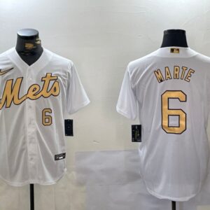 Men's Starling Marte #6 New York Mets All star Fashion Jersey White Christmas Gift
