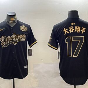 Men's Shohei Ohtani #17 Los Angeles Dodgers 2024 World Series Fashion Jersey Black Gift