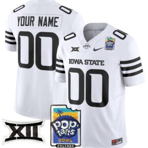 Custom Iowa State Cyclones Jersey 2025 PopTarts Bowl Patch White Limited