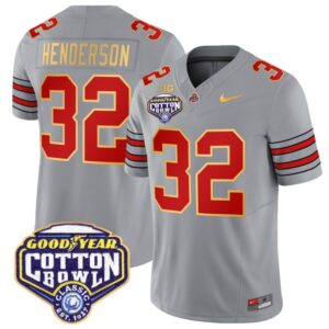 Treveyon Henderson Jersey #32 Ohio State 'Heritage Stripe' Cotton Bowl Gray