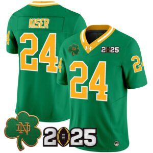 Jack Kiser Jersey #24 Notre Dame 2025 CFP Final Patch Throwback