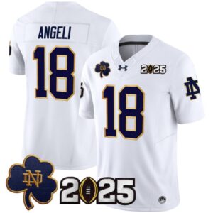 Steve Angeli Jersey #18 Notre Dame 2025 CFP Final Patch White
