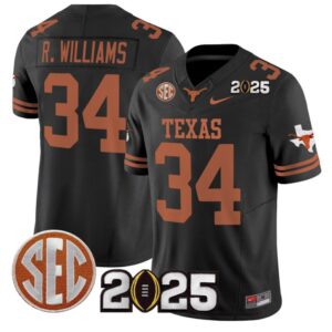 Ricky Williams Jersey #34 Texas Longhorns 2025 CFP Final Patch Black