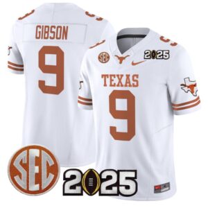 Jerrick Gibson Jersey #9 Texas Longhorns 2025 CFP Final Patch White