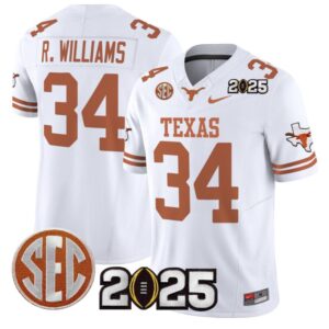 Ricky Williams Jersey #34 Texas Longhorns 2025 CFP Final Patch White