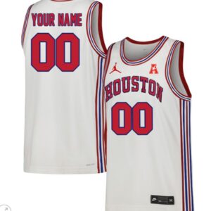 Custom Houston Cougars Jersey College Basketball Stiched Throwback White