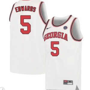 Anthony Edwards Jersey #5 Georgia Bulldogs College Basketball Stiched Throwback White