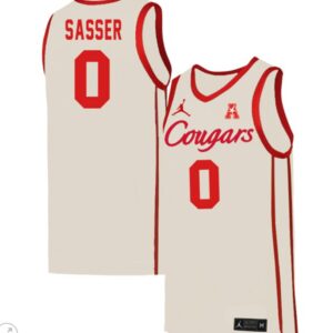 Marcus Sasser Jersey #0 Houston Cougars College Basketball Stiched White