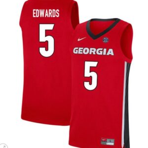 Anthony Edwards Jersey #5 Georgia Bulldogs College Basketball Stiched Game Red