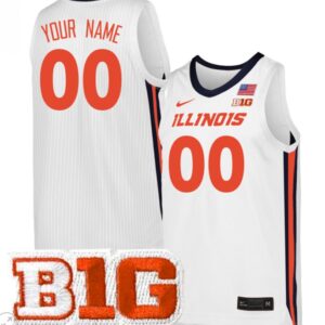 Custom Illinois Fighting Illini Jersey College Basketball Stiched Away White