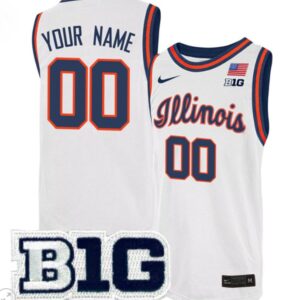 Custom Illinois Fighting Illini Jersey College Basketball Stiched Throwback White