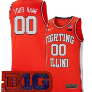 Custom Illinois Fighting Illini Jersey College Basketball Stiched Throwback Orange