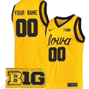 Custom Iowa Hawkeyes Jersey College Basketball Stiched Game Gold