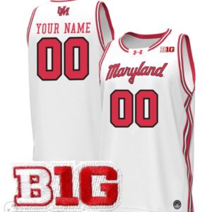 Custom Maryland Terrapins Jersey College Basketball Stiched Throwback White