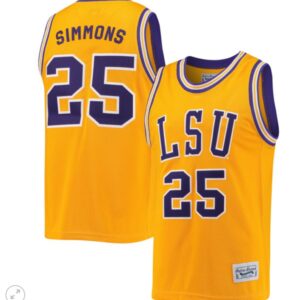 Ben Simmons Jersey #25 Lsu Tigers College Basketball Stiched Alumni Gold