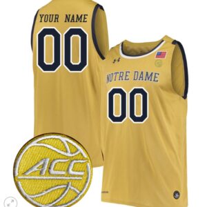Custom Notre Dame Fighting Irish Jersey Basketball Stiched Gold