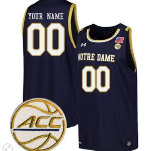 Custom Notre Dame Fighting Irish Jersey Basketball Stiched Navy