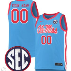 Custom Ole Miss Rebels Jersey College Basketball Stiched Game Blue