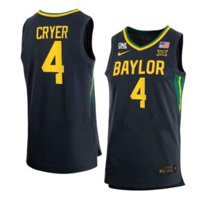Men's #4 Lj Cryer Anthracite Jersey Baylor Bears College Basketball Jerseys Black