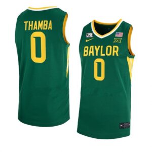 Men's #0 Flo Thamba Jersey Baylor Bears College Basketball Jerseys Green