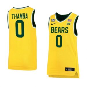 Men's #0 Flo Thamba Jersey Baylor Bears College Basketball Jerseys Yellow