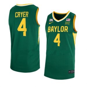 Men's #4 Lj Cryer Anthracite Jersey Baylor Bears College Basketball Jerseys Green