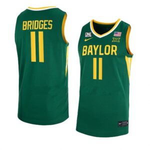 Men's #11 Jalen Bridges Jersey Baylor Bears College Basketball Jerseys Green