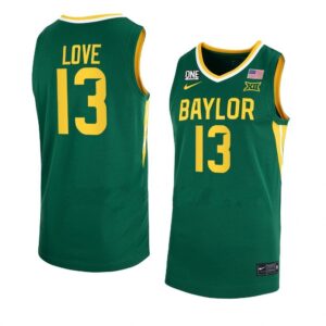 Men's #13 Langston Love Jersey Baylor Bears College Basketball Jerseys Green