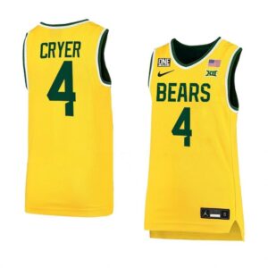 Men's #4 Lj Cryer Anthracite Jersey Baylor Bears College Basketball Jerseys Yellow