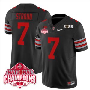 C J Stroud Jersey #7 Ohio State 2025 CFP Patch National Champions Black