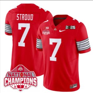 C J Stroud Jersey #7 Ohio State 2025 CFP Patch National Champions Red