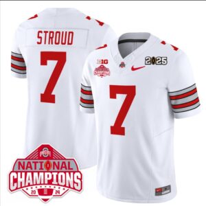 C J Stroud Jersey #7 Ohio State 2025 CFP Patch National Champions White