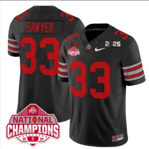 Jack Sawyer Jersey #33 Ohio State 2025 CFP Patch National Champions Black
