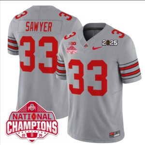 Jack Sawyer Jersey #33 Ohio State 2025 CFP Patch National Champions Gray