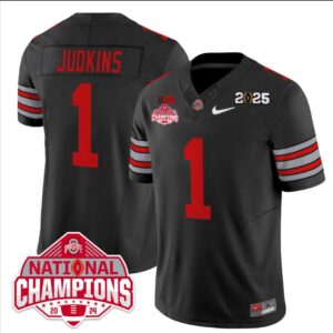 Quinshon Judkins Jersey #1 Ohio State 2025 CFP Patch National Champions Black
