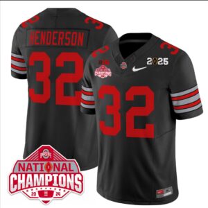 Treveyon Henderson Jersey #32 Ohio State 2025 CFP Patch National Champions Black