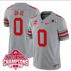 OH-IO Jersey #0 Ohio State 2025 CFP Patch National Champions Gray