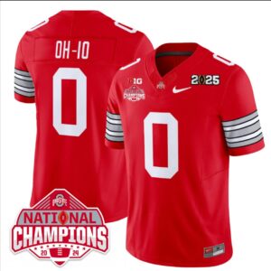 OH-IO Jersey #0 Ohio State 2025 CFP Patch National Champions Red