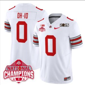OH-IO Jersey #0 Ohio State 2025 CFP Patch National Champions White