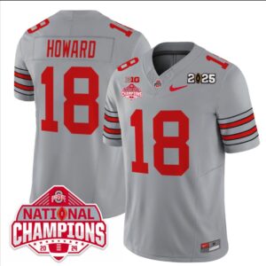 Will Howard Jersey #18 Ohio State 2025 CFP Patch National Champions Gray